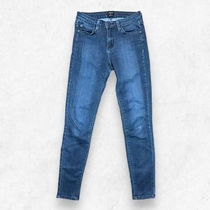 Just Black Women's 27 Blue Denim Dark Wash Stretch Skinny Ankle Jeans Distressed